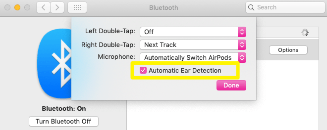 AirPods Automatic Ear detection Mac