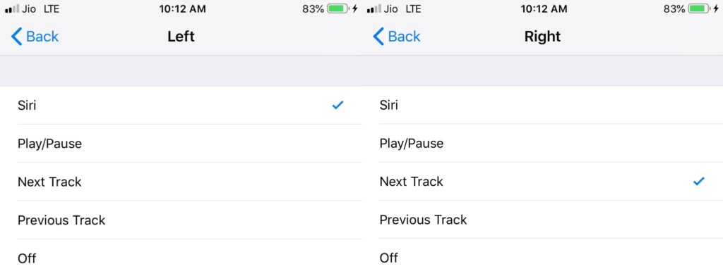 AirPods Left and Right Controls