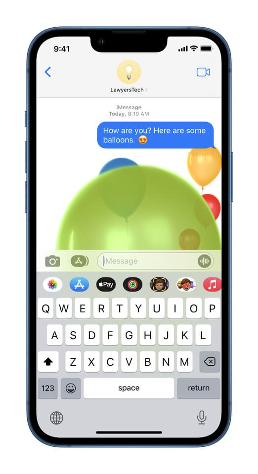 Balloon full screen iMessage effect iOS