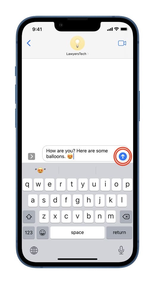 Press iMessage send button on iPhone