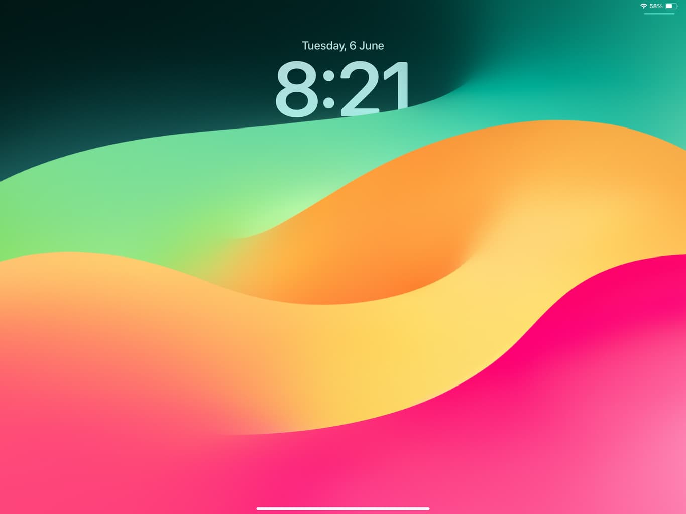 iPadOS 17 developer beta Lock Screen with default wallpaper