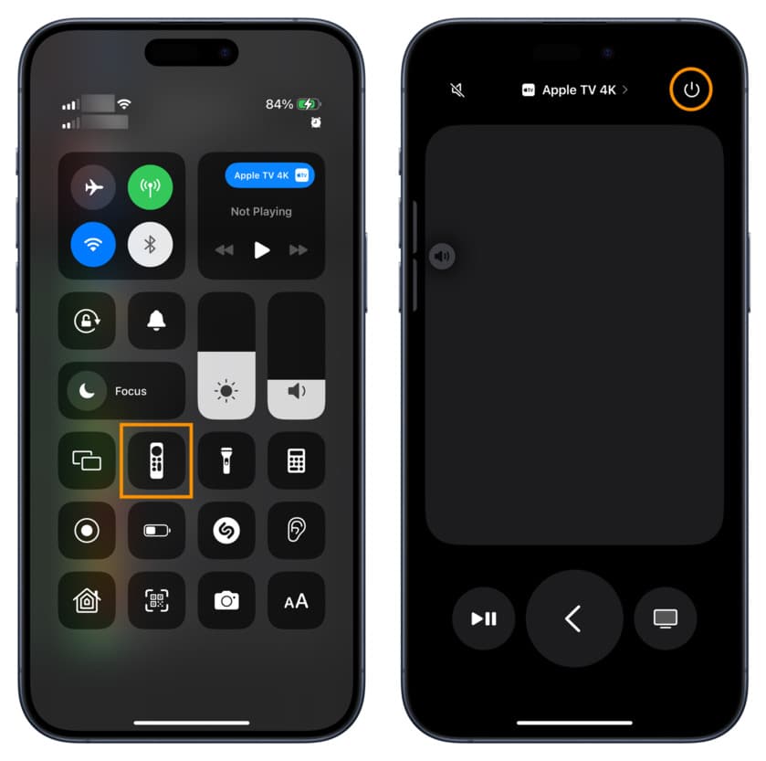 Using Apple TV Remote on iPhone to put Apple TV to sleep