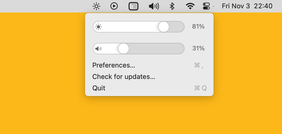 MonitorControl brightness slider to change brightness on third-party monitor connected to Mac