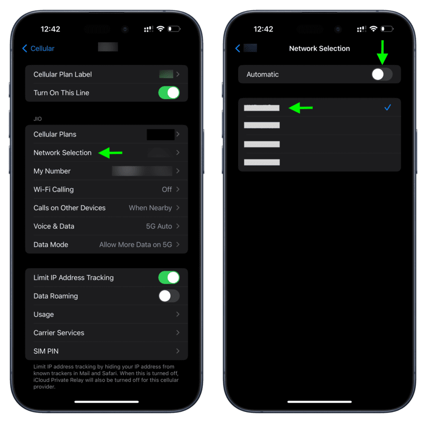 Network Selection on iPhone