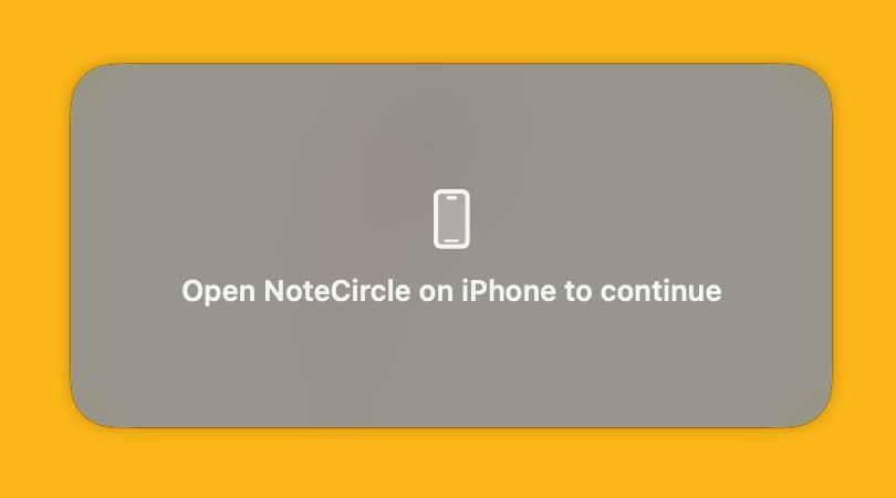 Open app on iPhone to continue message you see when you click an iOS app widget on Mac desktop