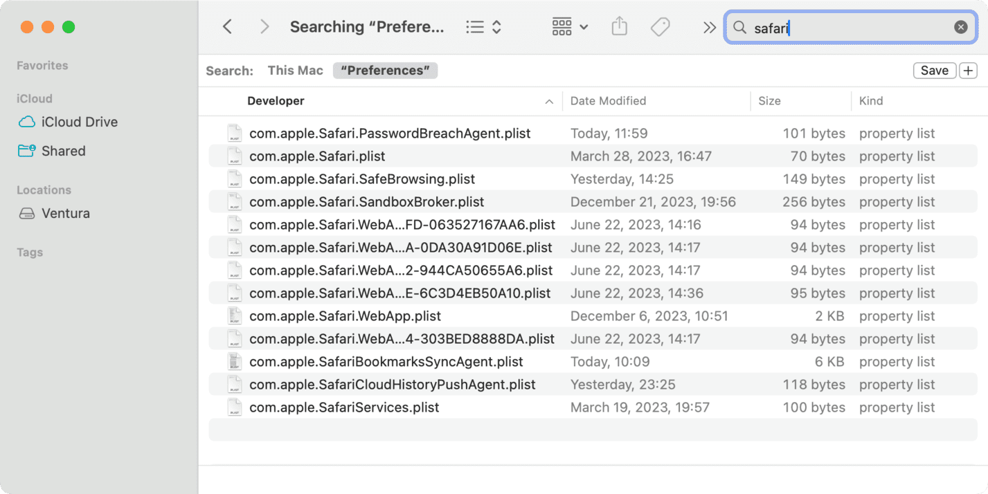 Safari plist files on Mac