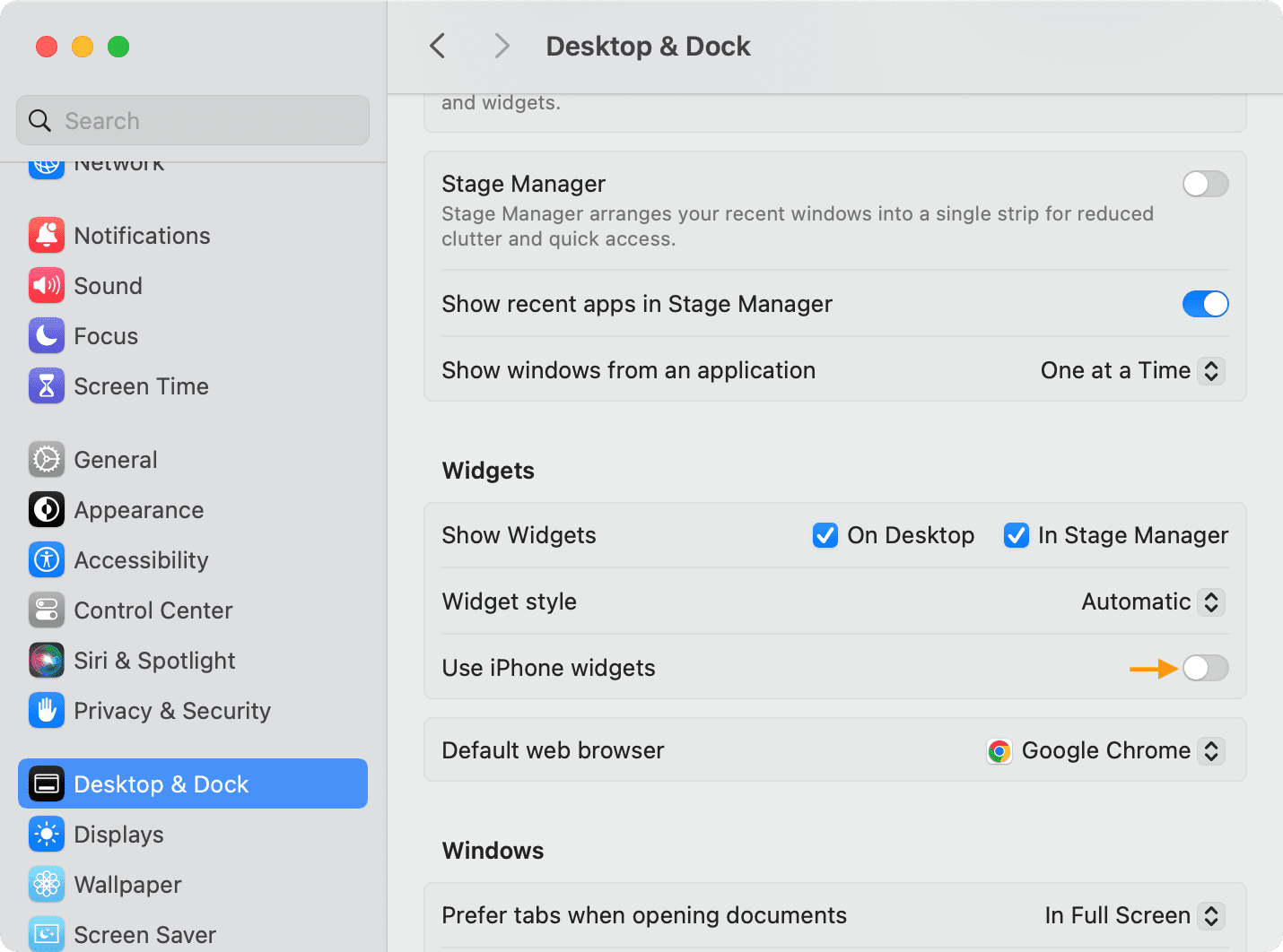 Stop seeing iPhone app widgets on Mac